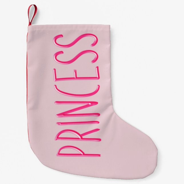 Pink glowing princess small christmas stocking (Front)