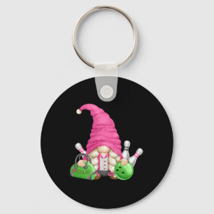 Pink Gnome Mom Graphic For Women Girls And Bowling Keychain