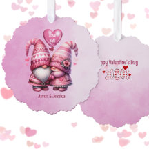 Pink Gnome Valentine Couple Flat