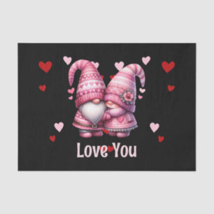 Pink Gnome Valentine Couple  Tissue Paper