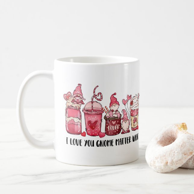 PINK GNOMES COFFEE CUPS VALENTINE'S DAY MUG  (With Donut)
