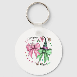 Pink Goes Good With Green Funny Halloween Witch Wo Keychain