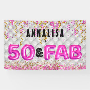 Pink Gold 50 Fabulous 50th Birthday Banner