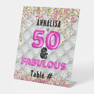 Pink Gold 50 Fabulous 50th Birthday Pedestal Sign