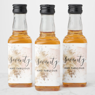 Pink & Gold 70th Birthday  Liquor Bottle Label