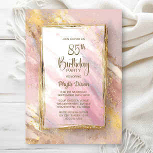 Pink Gold 85th Birthday Party Invitation