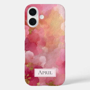 Pink & Gold Abstract Watercolor iPhone 16 Case