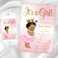 African american princess 2024 baby shower invitations