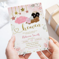 Pink Gold Afro African Baby Angel Baby Shower