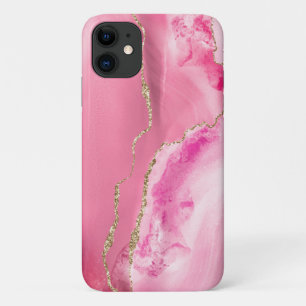 Pink & Gold Agate Personalized iPhone 11 Case
