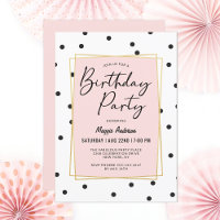 Pink Gold and Black Confetti Dots Birthday Party