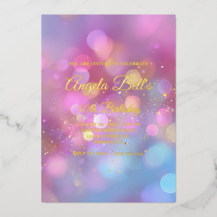 Pink Gold and Blue Bokeh 50th Birthday