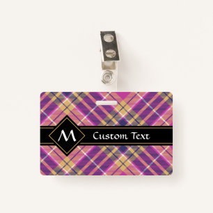 Pink, Gold and Blue Tartan Badge