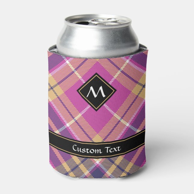 Pink, Gold and Blue Tartan Can Cooler (Can Front)