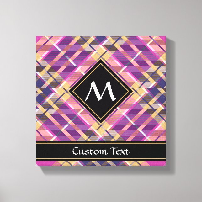 Pink, Gold and Blue Tartan Canvas Print (Front)