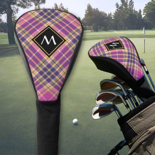 Pink, Gold and Blue Tartan Golf Head Cover