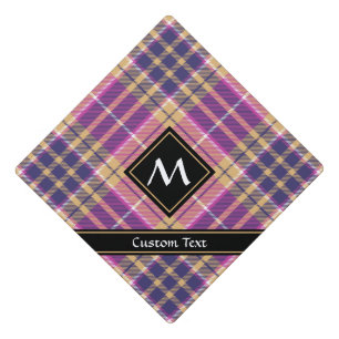 Pink, Gold and Blue Tartan Graduation Cap Topper