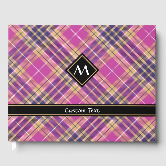 Pink, Gold and Blue Tartan Guest Book (Front)