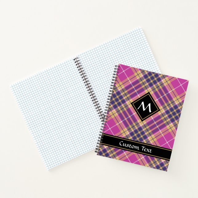 Pink, Gold and Blue Tartan Notebook (Inside)