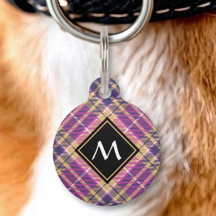 Pink, Gold and Blue Tartan Pet Tag