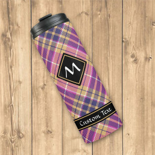 Pink, Gold and Blue Tartan Thermal Tumbler