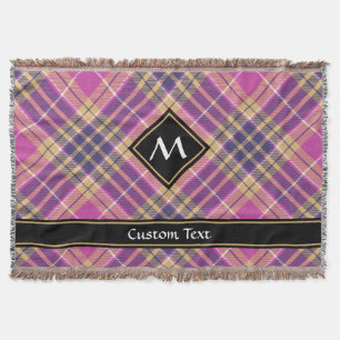 Pink, Gold and Blue Tartan Throw Blanket