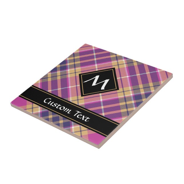 Pink, Gold and Blue Tartan Tile (Side)