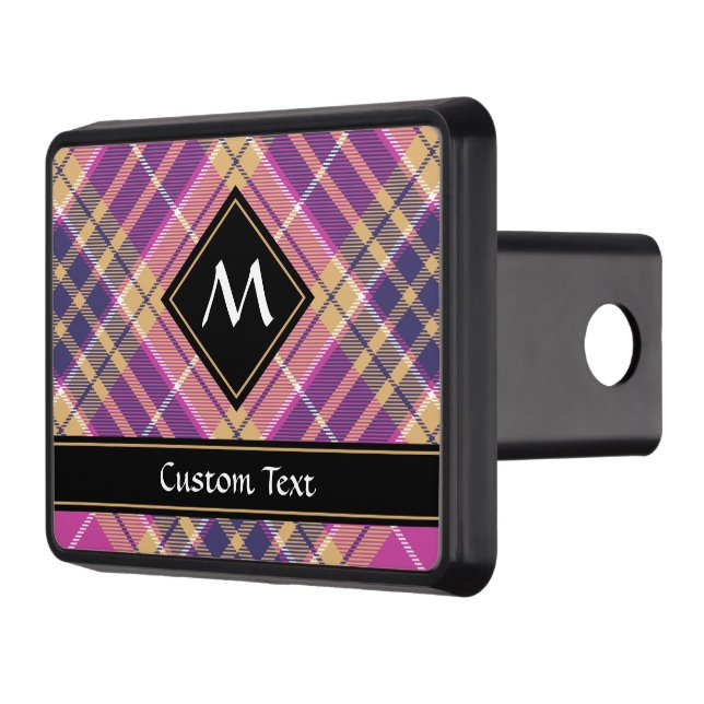 Pink, Gold and Blue Tartan Trailer Hitch Cover (Left)