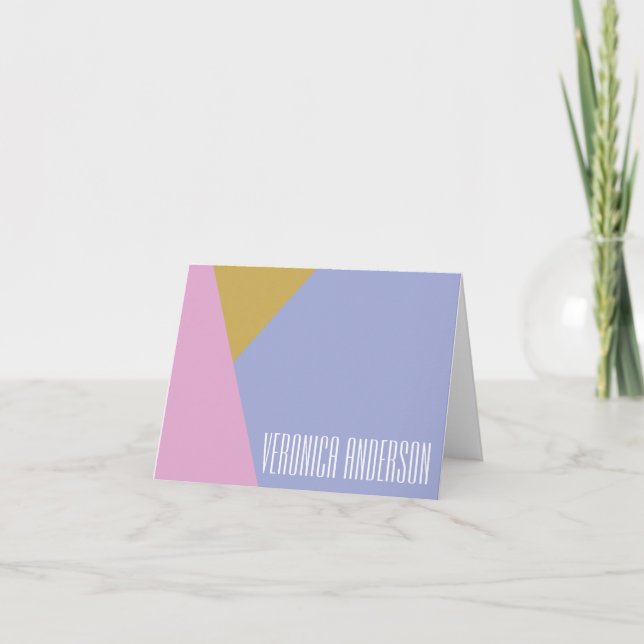 Pink Gold and Lavender Geometric Art Personalized Note Card (Front)