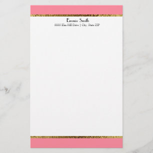 Pink Gold and White Personalized Stationery