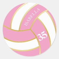 Pink, Gold and White Volleyball - Personalize