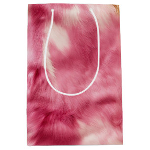 Pink Gold Animal Fur Medium Gift Bag