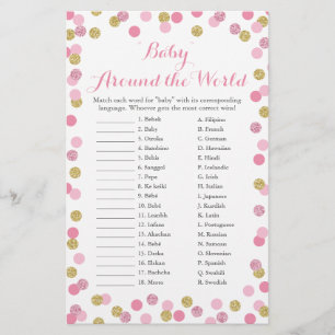 Pink & Gold Baby Around the World Translation Game