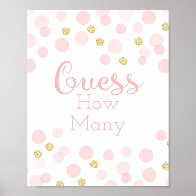 Pink Gold Baby Shower Guess How Many Poster (Front)