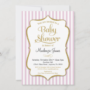 Pink Gold Baby Shower Invitation Girl Baby Shower