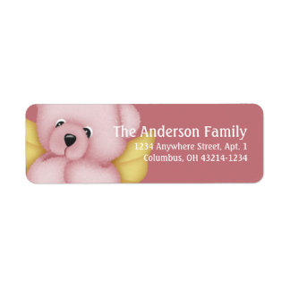Pink & Gold Baby Teddy Bear Angel 2 Address Label