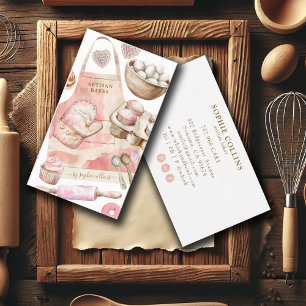 Pink Gold Baker Watercolor Baker Pastry Chef Business Card