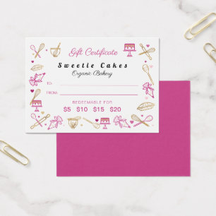 Pink Gold Baking Cooking Utensil Gift Certificate