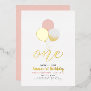Pink & Gold Balloons One 1st Girl Birthday Party