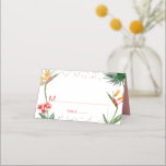 Pink Gold Bat Mitzvah Tropical Floral Watercolor Place Card<br><div class="desc">No Bat Mitzvah party is complete without personalized place cards. Let your favourite Bat Mitzvah be proud, rejoice and celebrate her milestone at her perfectly coordinated party. Stylish, stunning, colourful, tropical watercolor bird of paradise flowers, faux gold Star of David and glitter dots, along with rose pink modern sans serif...</div>