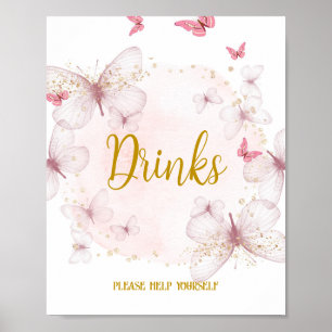 Pink & Gold Birthday Drinks Table Sign