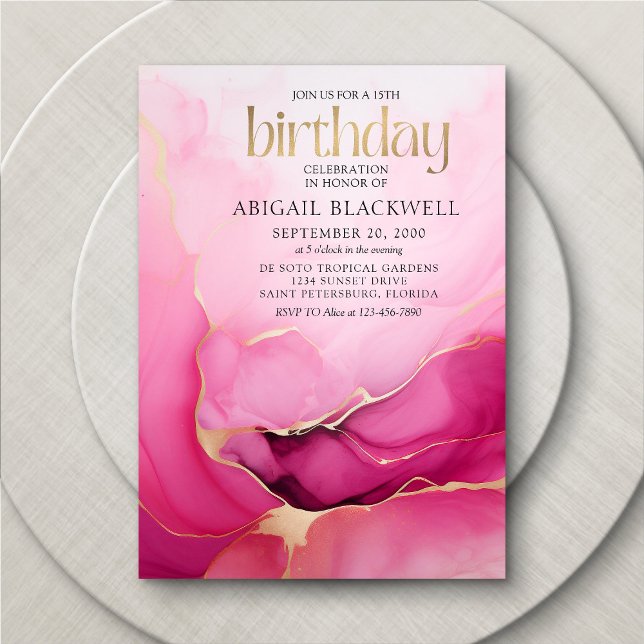 Pink Gold Birthday Invitation (Creator Uploaded)