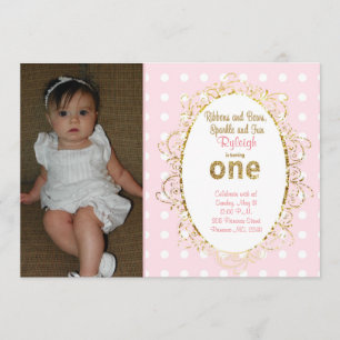 Pink & Gold birthday invitations   Ribbons & Bows
