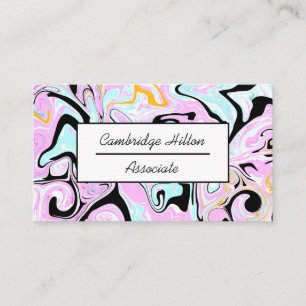 Pink, Gold, Black and Blue Marble Swirls  Business Card