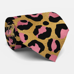 Pink gold black leopard print animal skin chic tie