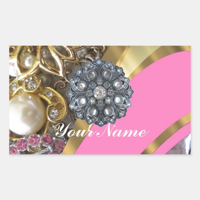 Pink & gold bling sticker (Front)