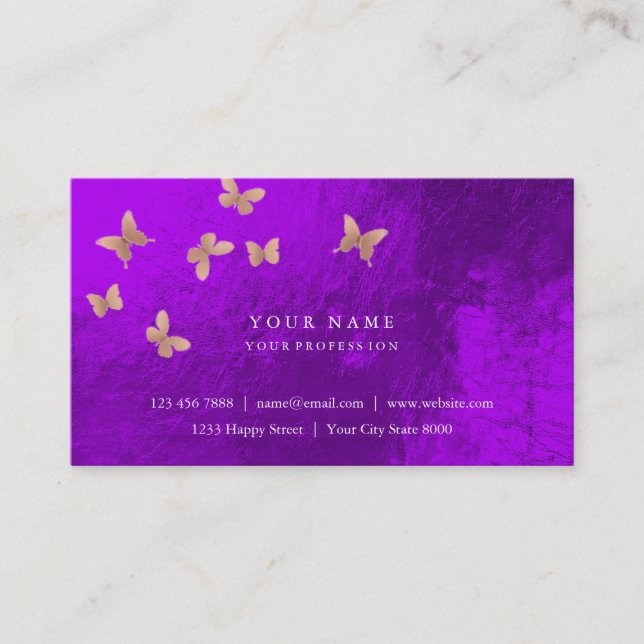 Pink Gold Blush Cooper Purple Amethyst Metallic Business Card (Front)