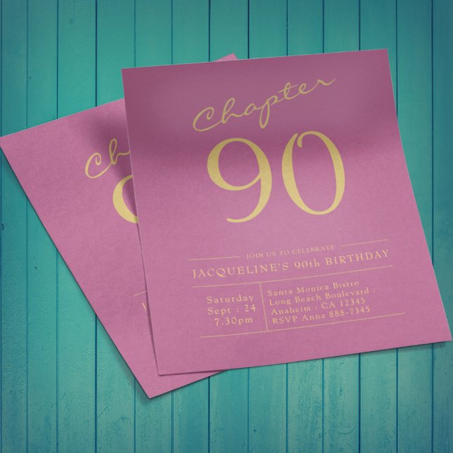 Pink Gold Budget 90th Birthday Invitation Flyer (Creator Uploaded)