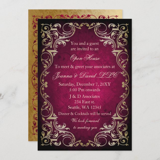 Pink Gold Business Corporate Party   Invitation (Front/Back)