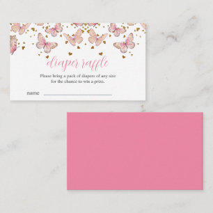 Pink & Gold Butterfly   Diaper Raffle Insert 